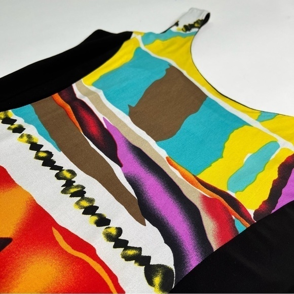 FRANK LYMAN Funky Tribal Art Retro Multi Color Bodycon Stretchy Cocktail Dress - Picture 6 of 12